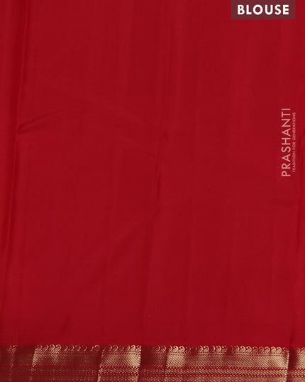 Pure kanchipuram silk saree mustard yellow and red with plain body and zari woven korvai border