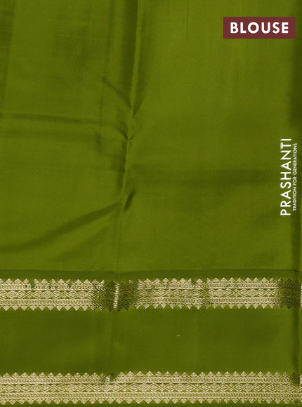 Pure kanchipuram silk saree blue and light green with allover vairaosi pattern & buttas and rettapet zari woven border