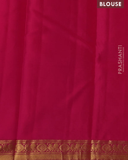 Pure kanchipuram silk saree dual shade of pinkish orange and pink with zari woven buttas and zari woven border