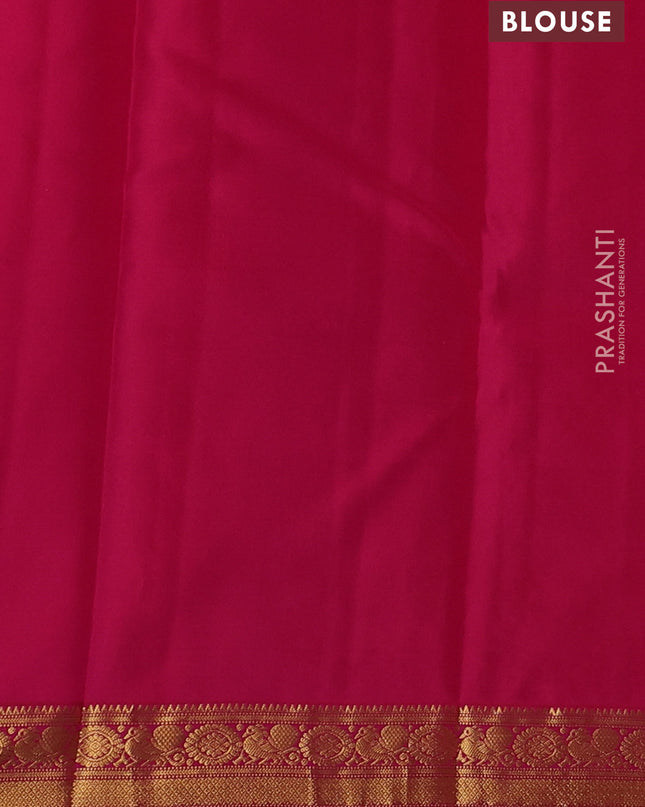 Pure kanchipuram silk saree dual shade of pinkish orange and pink with zari woven buttas and zari woven border