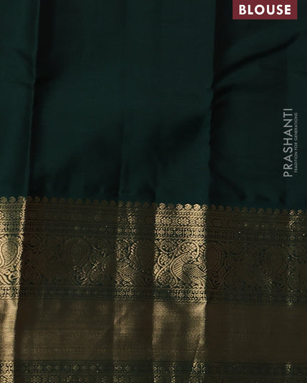 Pure kanchipuram silk saree mauve pink and dark green with zari woven buttas and long zari woven korvai border