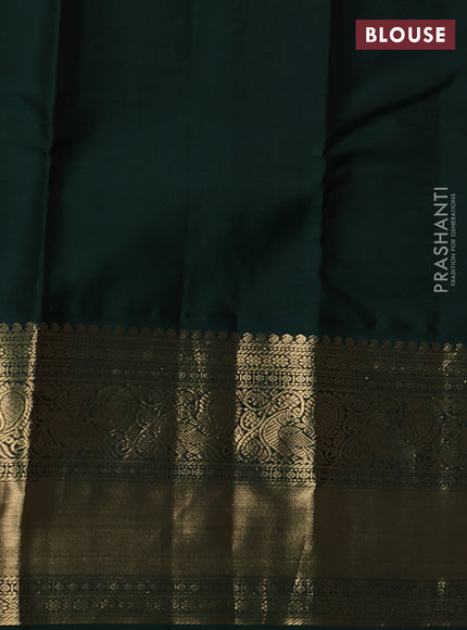 Pure kanchipuram silk saree mauve pink and dark green with zari woven buttas and long zari woven korvai border