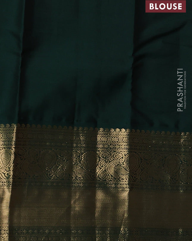 Pure kanchipuram silk saree mauve pink and dark green with zari woven buttas and long zari woven korvai border