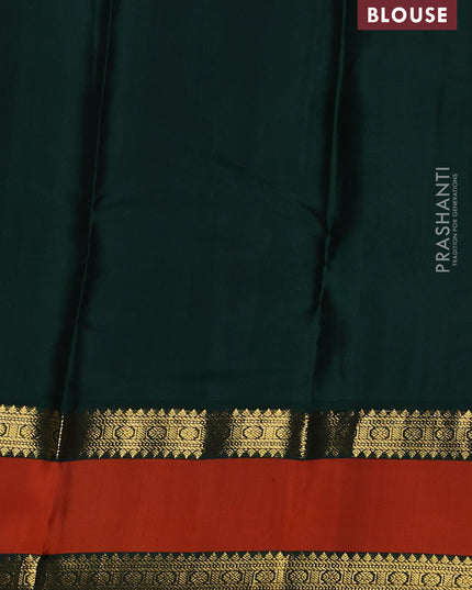 Pure kanchipuram silk saree beige and Bottle green with allover vairaosi pattern & buttas and rettapet zari woven border