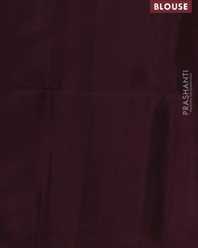 Pure soft silk saree deep maroon with zari woven buttas in borderless style