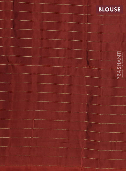Pure soft silk saree coffee brown and rustic orange with allover zari checks & buttas in borderless style