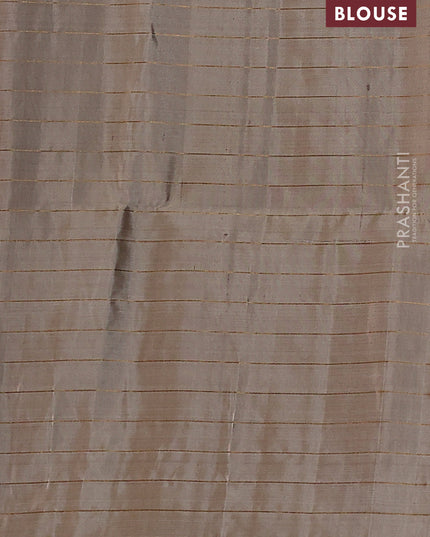 Pure soft silk saree maroon and beige with allover zari checks & buttas in borderless style