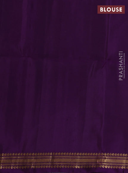 Pure soft silk saree mustard green and purple with zari woven buttas and zari woven border