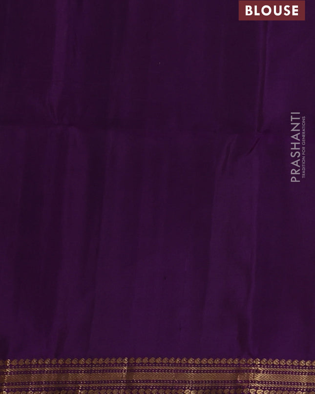 Pure soft silk saree mustard green and purple with zari woven buttas and zari woven border