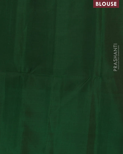 Pure soft silk saree dark mustard and green with zari woven buttas and zari woven butta border