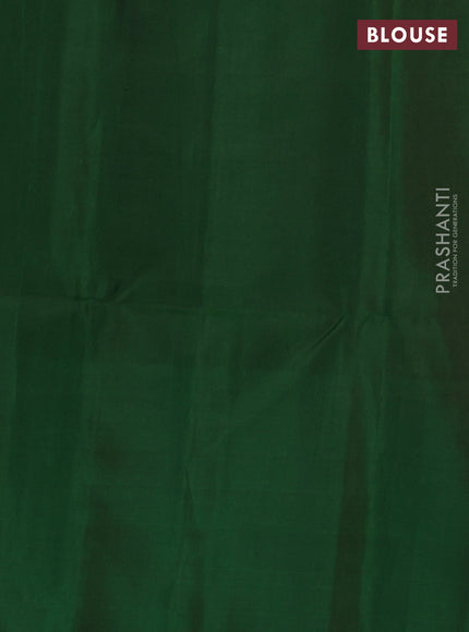 Pure soft silk saree dark mustard and green with zari woven buttas and zari woven butta border