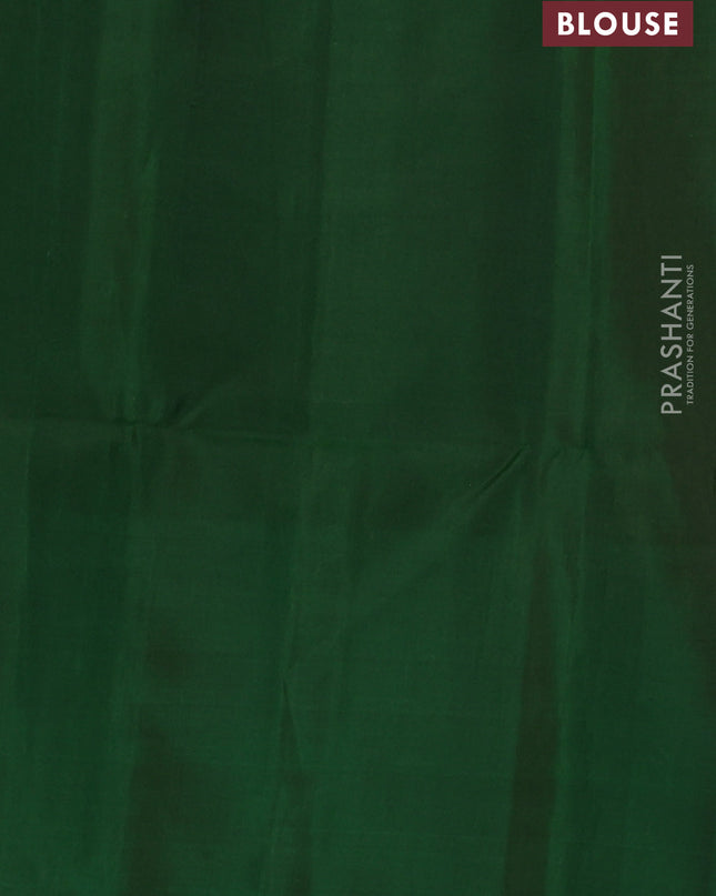 Pure soft silk saree dark mustard and green with zari woven buttas and zari woven butta border