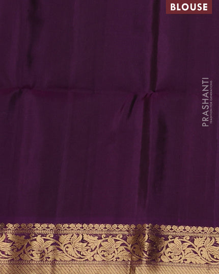 Pure soft silk saree rustic orange and purple with zari woven buttas and zari woven border