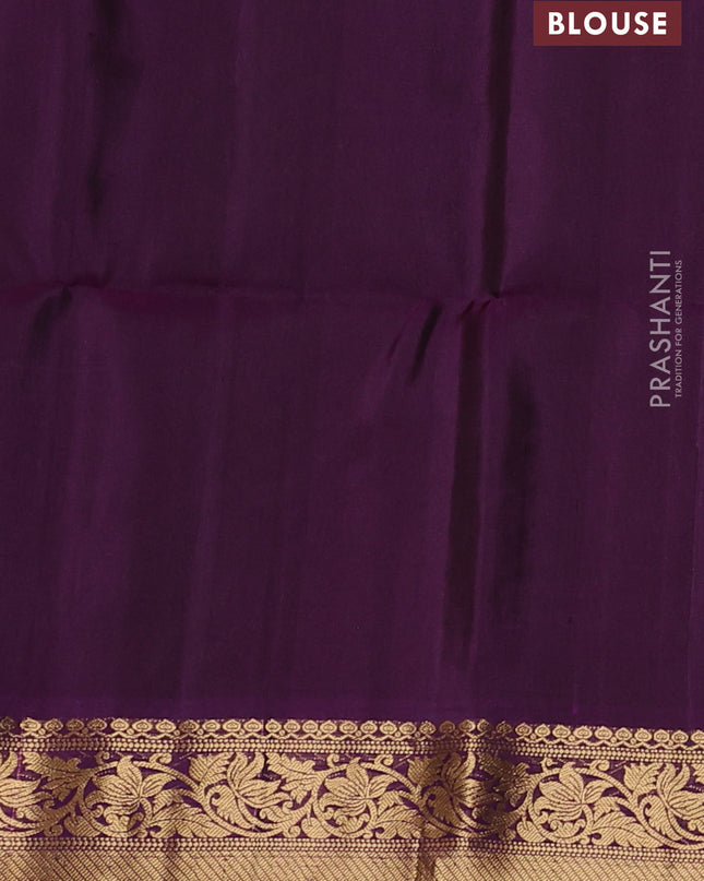 Pure soft silk saree rustic orange and purple with zari woven buttas and zari woven border