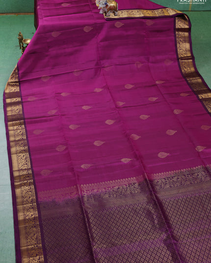 Pure soft silk saree magenta pink and purple with zari woven buttas and zari woven border