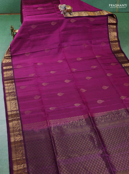 Pure soft silk saree magenta pink and purple with zari woven buttas and zari woven border
