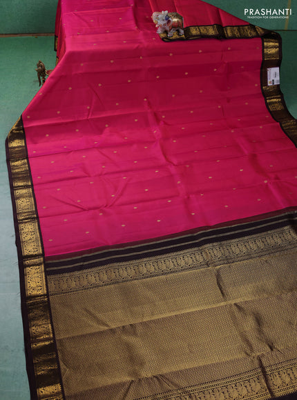 Pure kanchipuram silk saree dual shade of pink and brown with zari woven buttas and zari woven border