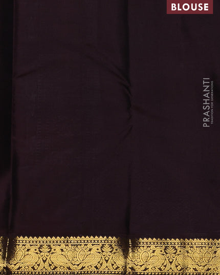 Pure kanchipuram silk saree dual shade of pink and brown with zari woven buttas and zari woven border