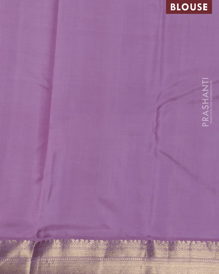 Pure kanchipuram silk saree brown and lavender with annam & Paisley zari woven buttas and zari woven korvai border