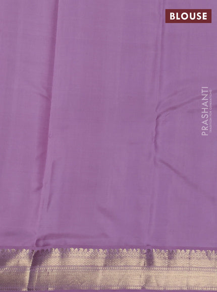 Pure kanchipuram silk saree brown and lavender with annam & Paisley zari woven buttas and zari woven korvai border
