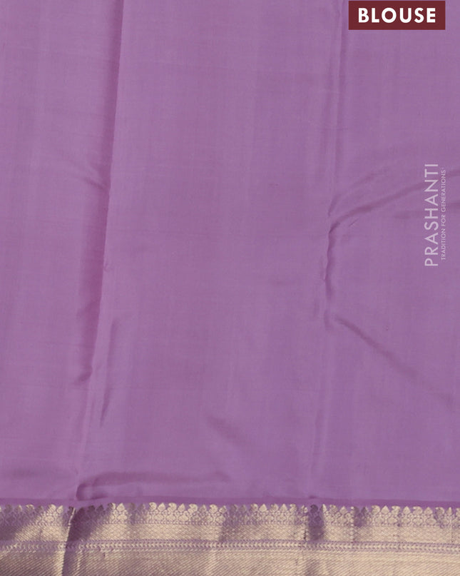 Pure kanchipuram silk saree brown and lavender with annam & Paisley zari woven buttas and zari woven korvai border