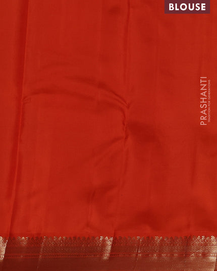 Pure kanchipuram silk saree blue and orange with annam & Paisley zari woven buttas and zari woven korvai border