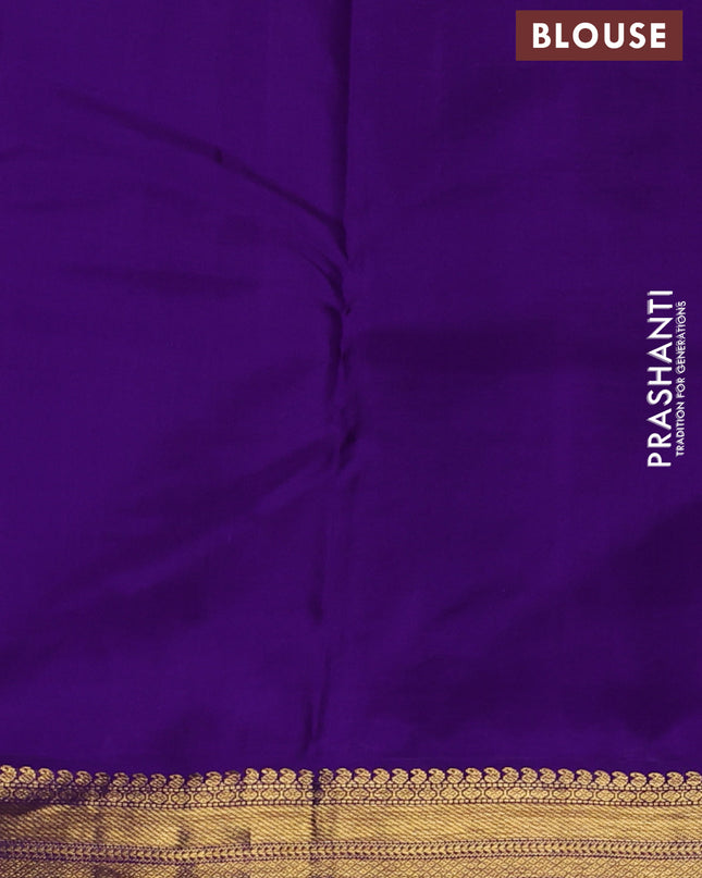 Pure kanchipuram silk saree lotus pink and violet with zari woven buttas and zari woven korvai border