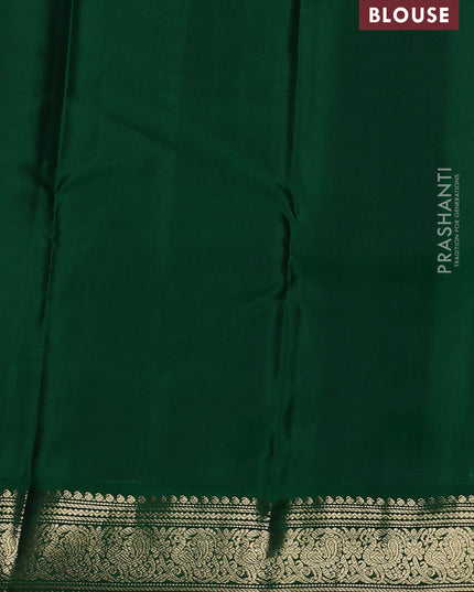 Pure kanchipuram silk saree red and green with paisley zari woven buttas and zari woven korvai border