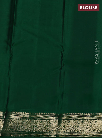 Pure kanchipuram silk saree red and green with paisley zari woven buttas and zari woven korvai border