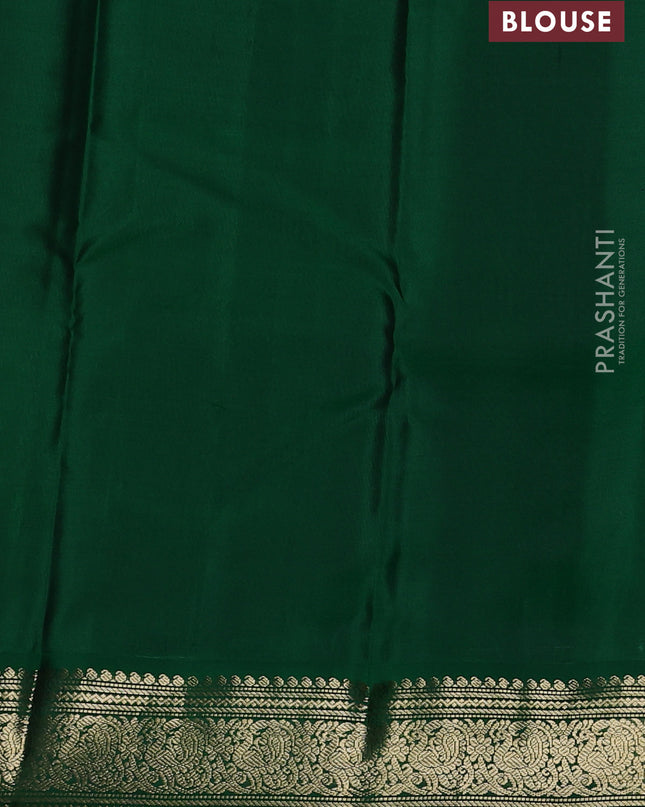 Pure kanchipuram silk saree red and green with paisley zari woven buttas and zari woven korvai border
