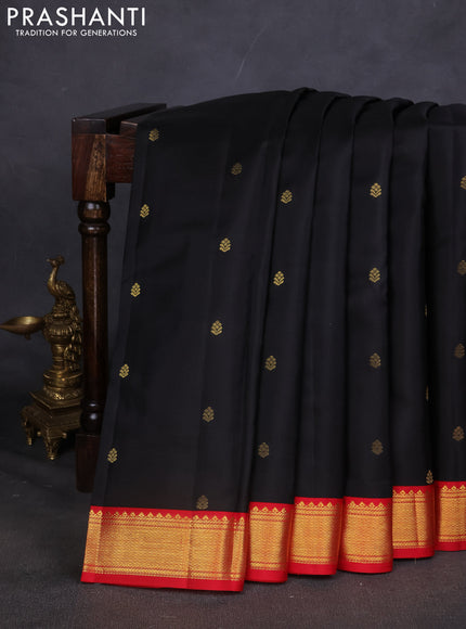 Pure kanchipuram silk saree coffee brown and red with zari woven buttas and zari woven korvai border