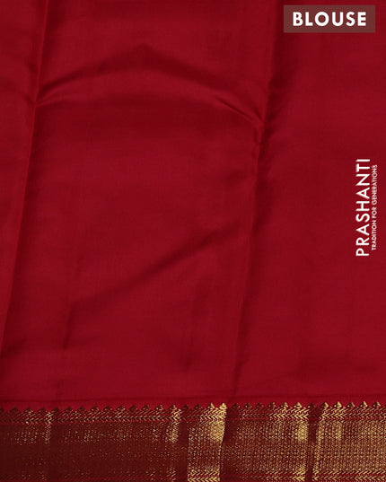 Pure kanchipuram silk saree coffee brown and red with zari woven buttas and zari woven korvai border