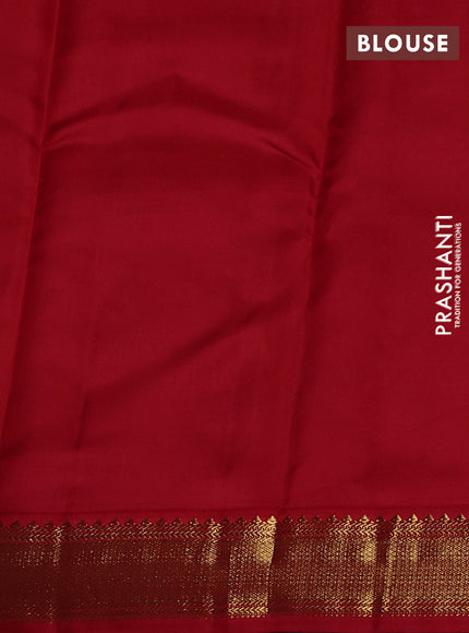 Pure kanchipuram silk saree coffee brown and red with zari woven buttas and zari woven korvai border