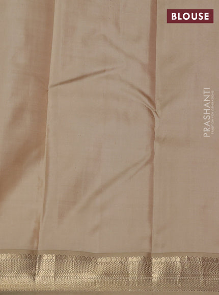 Pure kanchipuram silk saree red and sandal with paisley zari woven buttas and zari woven korvai border