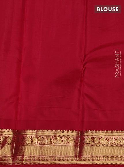 Pure kanchipuram silk saree lime green and red with annam zari woven buttas and zari woven korvai border