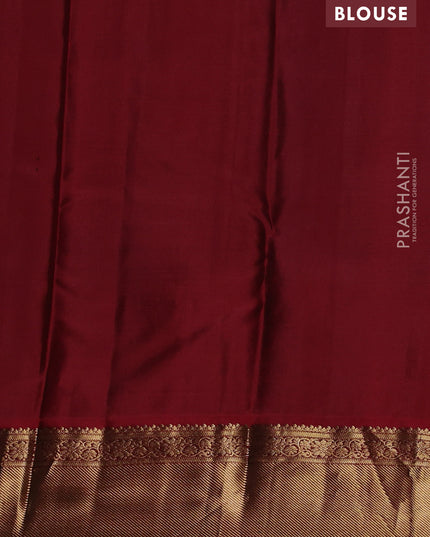 Pure kanchipuram silk saree rustic orange and maroon with zari woven buttas and zari woven korvai border