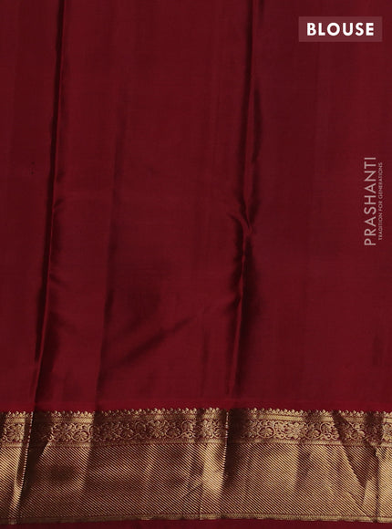 Pure kanchipuram silk saree rustic orange and maroon with zari woven buttas and zari woven korvai border