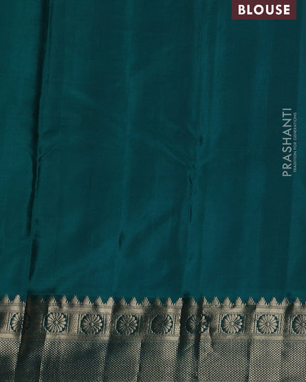 Pure kanchipuram silk saree maroon and peacock green with zari woven buttas and zari woven border