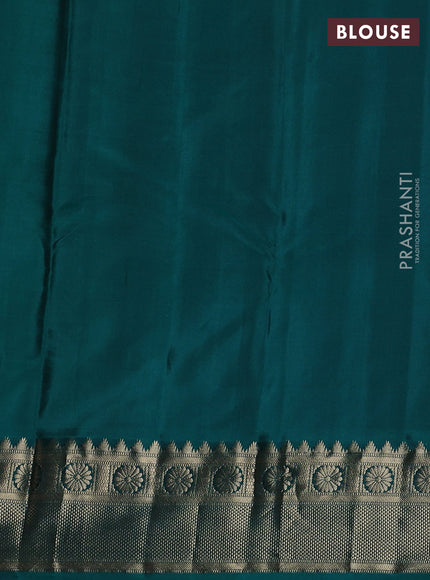 Pure kanchipuram silk saree maroon and peacock green with zari woven buttas and zari woven border