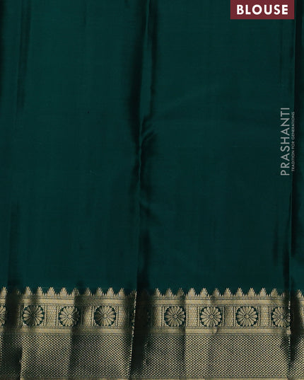 Pure kanchipuram silk saree mehendi green and green with zari woven buttas and zari woven border