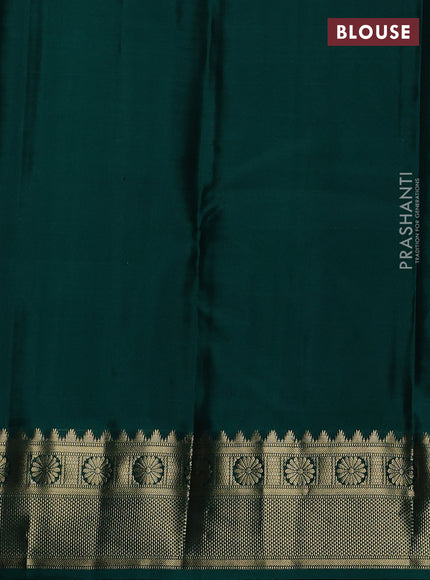 Pure kanchipuram silk saree mehendi green and green with zari woven buttas and zari woven border