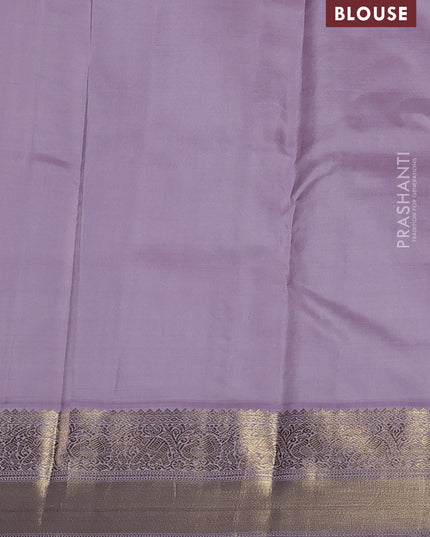 Pure kanchipuram silk saree maroon and pastel lavender with zari woven buttas and zari woven korvai border