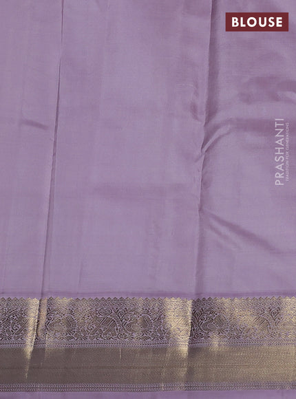 Pure kanchipuram silk saree maroon and pastel lavender with zari woven buttas and zari woven korvai border