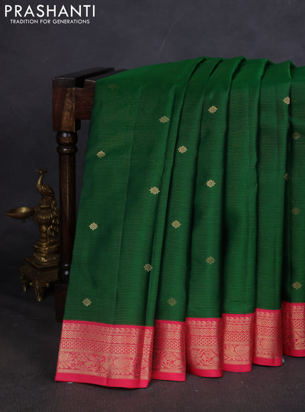 Pure kanchipuram silk saree green and pink shade with allover vairaosi pattern & buttas and zari woven korvai border
