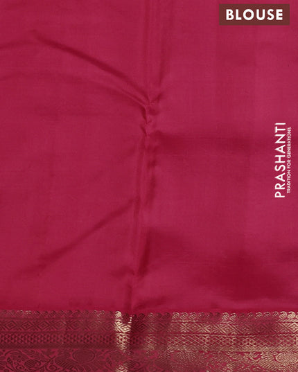 Pure kanchipuram silk saree green and pink shade with allover vairaosi pattern & buttas and zari woven korvai border