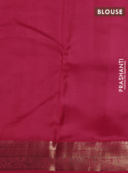 Pure kanchipuram silk saree green and pink shade with allover vairaosi pattern & buttas and zari woven korvai border
