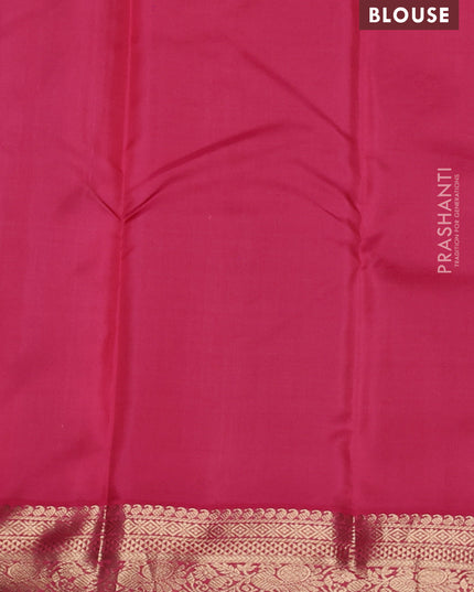 Pure kanchipuram silk saree blue and pink shade with allover vairaosi pattern & buttas and zari woven korvai border