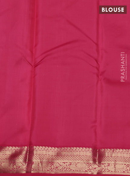 Pure kanchipuram silk saree blue and pink shade with allover vairaosi pattern & buttas and zari woven korvai border