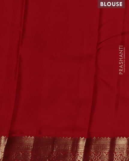 Pure kanchipuram silk saree teal green and red with allover vairaosi pattern and zari woven korvai border