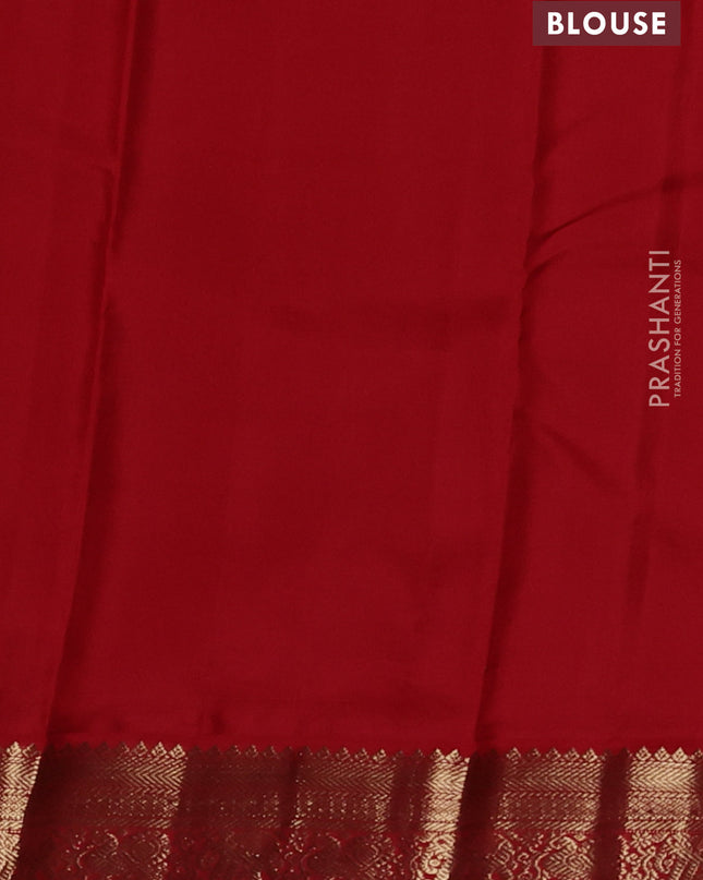 Pure kanchipuram silk saree teal green and red with allover vairaosi pattern and zari woven korvai border